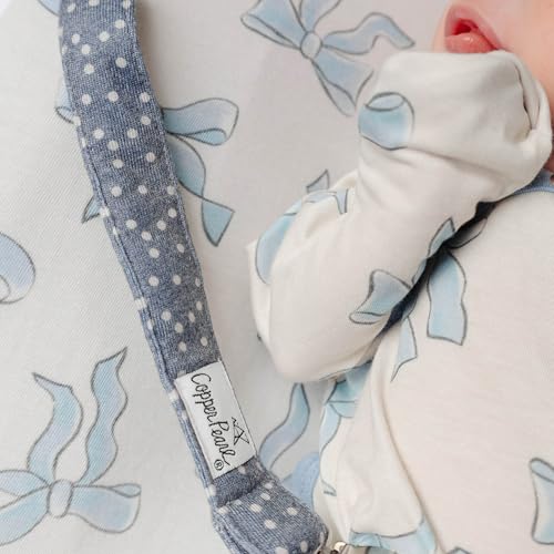 Image of Copper Pearl 3-Pack Pacifier Holders: Premium Knit Binky Clips for Baby Girls and Boys - Stylish Stainless Steel Design for Secure No-Drop Attachment - Gemma in Tan