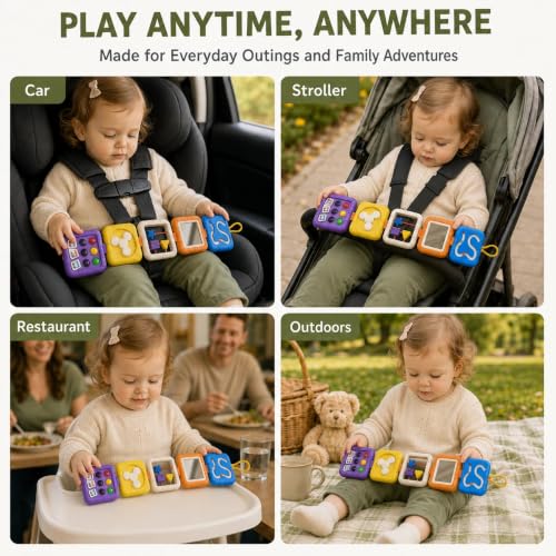 Image of Busy Board for 1 Year Old, Travel Toys for Toddler 1-3 on Plane Car, Montessori Busy Board Busy Cube, Toys for 1 Year Old Boy Girl, Stocking Stuffers for Toddler (Purple)