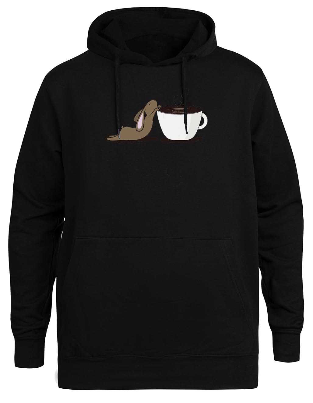 Kawowy Zajęczak Unisex Czarna Bluza Ekologiczna z Kapturem Unisex Black Hoodie Eco-Friendly Hooded Jacket