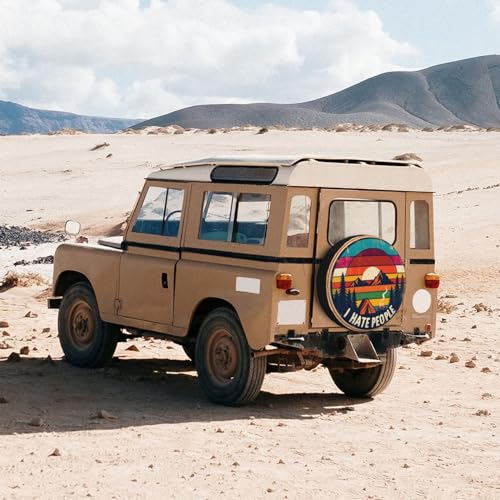 Image of Universal Fit Spare Tire Cover for Rv, SUV, Camper Colorful Mountain I Hate People Tire Covers Weatherproof Wheel Protector for Camping & Travel Trailer