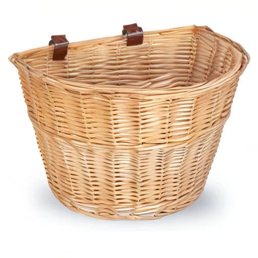 EIRONA Wicker D-förmiger Fahrradkorb Vorderer Lenker Fahrrad Aufbewahrungskorb für Erwachsene Wasserdicht mit Lederriemen, Braun