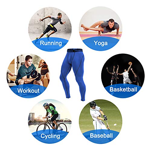 Roadbox Compression Pants for Men Running Tights Base Layer Leggings - Thumbnail 7