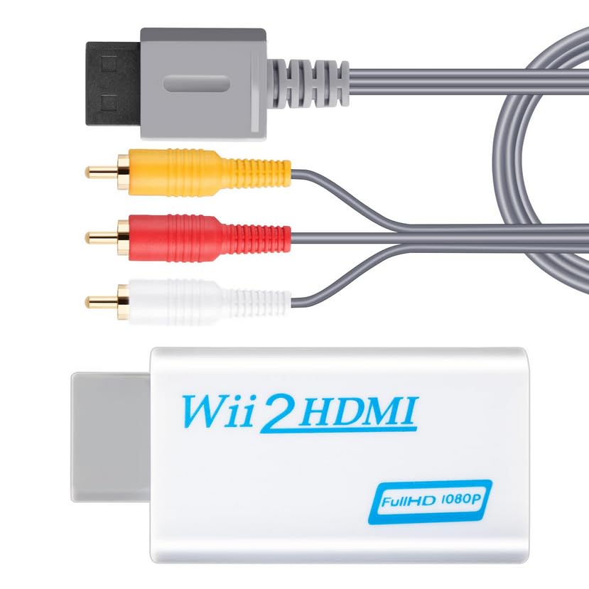 Wii for AV Cable+Wii HDMI Adapter,Audio Video AV Cable 1.8M/6FT Cord Wii to HDMI Converter 1080P with Audio Jack,Supports All Compatible with Nintendo Wii Display Modes