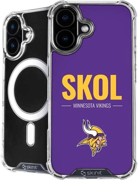 Skinit Phone Case Compatible with MagSafe iPhone 16 - Officially Licensed NFL Minnesota Vikings Double Vision Design