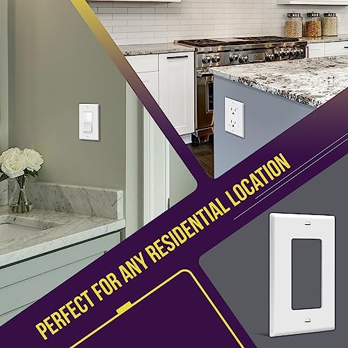 Enerlites Decorator Light Switch Or Receptacle Outlet Wall Plate, Size 1-Gang 4.50 Inches X 2.76 Inches, Unbreakable Polycarbonate Thermoplastic, 8831-W-10Pcs, White (10 Pack), Ul Listed #TOP3