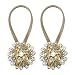Lewondr 1 Pair Sparkling Crystal Flower Curtain Tieback, Magnetic Drapery Holder Stretchy Curtain Buckle Clips Curtain Bind with Stainless Spring Wire - Bronze&Silver