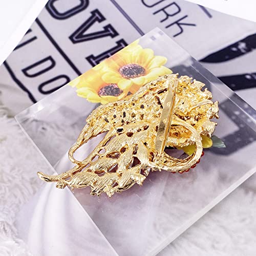Image of LAXPICOL Vintage Clear Austrian Crystal Elegant Flower Bouquet Wing Brooch for Women