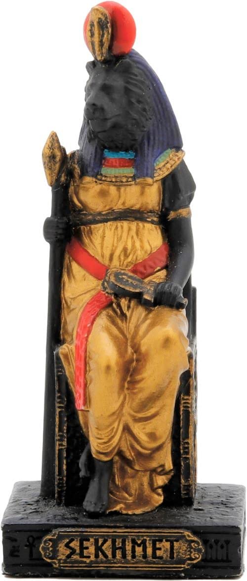 GreekCretanShop Sekhmet: Egyptian God, Resin & Hand Painted Bronze Finish Miniature 8.8 cm / 3.5 Inches