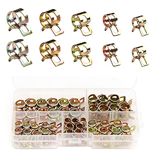 Trsnzul Clip à Ressort Tuyau Serre-Joints 75 Pièces Collier Durite Essence 6-10mm Kit Set Collier Durite Collier Serrage Clip à Ressort Tuyau Serrage Pour Fixer Tuyaux Souples et Durites