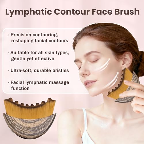 Image of New Lymphatic Contour Face Brush for Sculpting, Lymphatic Drainage Massager for Face, Ergonomically Designed to Fit The Skin Precisely and Relieve Fatigue, Improves Skin Glow & Absorption (1 Pack)