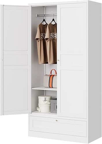 Miniatura 15 de Letaya Armario, armario de almacenamiento de metal de 72 pulgadas de alto con estantes ajustables y barra para colgar, armario de dormitorio