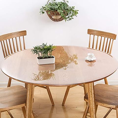 Geovne Soft Glass Plastic Tablecloth,Crystal Clear Cover Mat,Waterproof Clear Table Cover Protector,1.5mm Thick Round Table Protector,for End Table/Night Stand/Side Table (115cm/45in) Cover