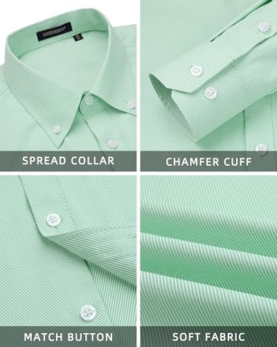HISDERN Mens Dress Shirts Long Sleeve Wrinkle Free Formal Shirt Stripe Business Casual Button Down Shirts3