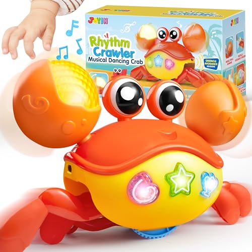 Image of JOYIN Crawling Crab Tummy Time Toy Babies, Interactive Big Walking Crab Toy with Intelligent Sensor, Lights Buttons, Auto-Avoiding Obstacles, Gift for Toddlers