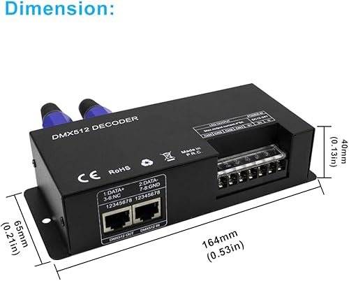 Miniatura 4 de Controlador LED DMX de alta potencia DMX 512 Decodificador Dimmer Driver DC12V-24V para led RGB tira o luces (3 canales)