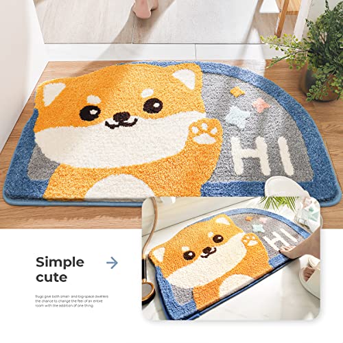 Cute Bathroom Rug Bath Mat 17.7" x 29.5" Non-Slip Soft Shower Rug Plush Microfiber Cute Bath Rug Water Absorbent Thick Shaggy Floor Mats, Machine Washable, Shiba Inu - Image 4