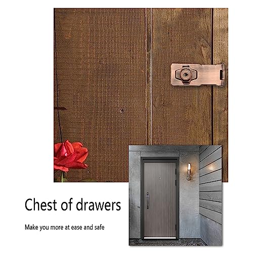 Image of Keyed Hasp Locks Cabinet Locks With Keys And Screws Twists Knob Keyed Locking Hasp Padlock For Security Door Garage, 2.5inch Green Bronze
