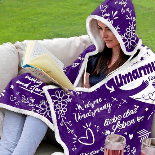 WJMSDK Beste Freundin Geschenke, Umarmung Decke mit Ärmeln - Geschenk Freundin Geburtstag, Mutmacher Geschenke für Freundin, Geschenke für Frauen Freundin Schwester Mama zum Weihnachten Geburtstag