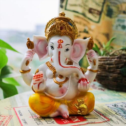 Estatua de Ganesha en Polystone Dorado miniatura 5