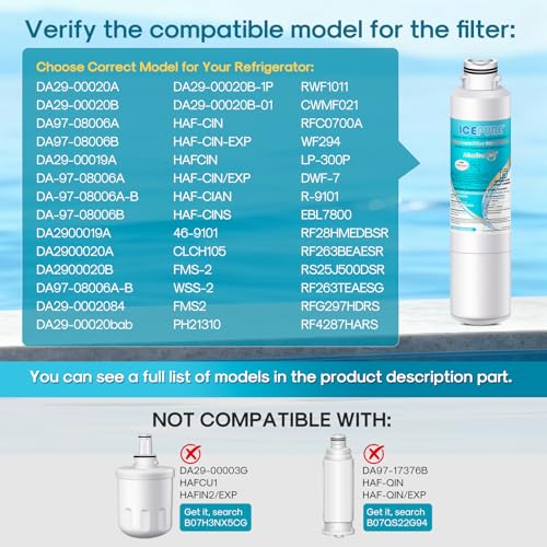 Image of ICEPURE Alkaline DA29-00020B Refrigerator Water Filter Replacement for Samsung HAF-CIN /EXP HAF-CIN, DA29-00020A /B, DA29-00020B-1, 46-9101, RF28HMEDBSR, RF263BEAESR, HDX FMS-2, Enhances PH, 4Pack
