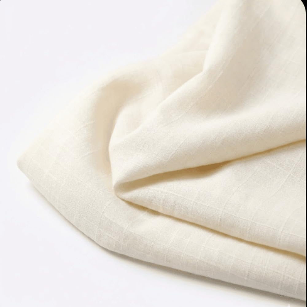 Ultra Soft Baby Muslin Fabric – Ideal for Swaddle Blankets, Burp Cloths, and Newborn Essentials (Ivary, 1M)-image-18