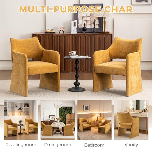 Sillón Chenille Geométrico Amarillo Moderno miniatura 7