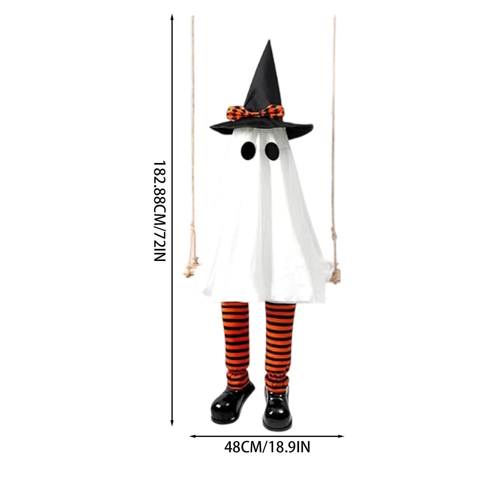 Halloweenowy duch 1,8 m gotycka dekoracja zewnętrzna z lampkami w kapeluszu