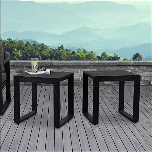 Real Flame Baltic Outdoor End Table Set of 2 - Powdered Aluminum Frame, Leveling Feet