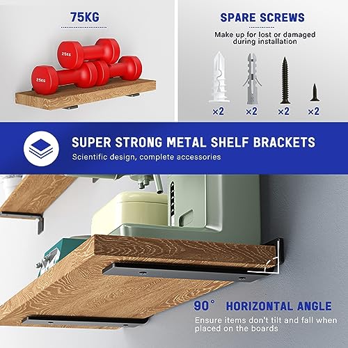 Image of WELDUN 6 Pack Floating Shelf Brackets 10 Inch, Heavy Duty Metal L Brackets for Shelves Support Wall Hanging