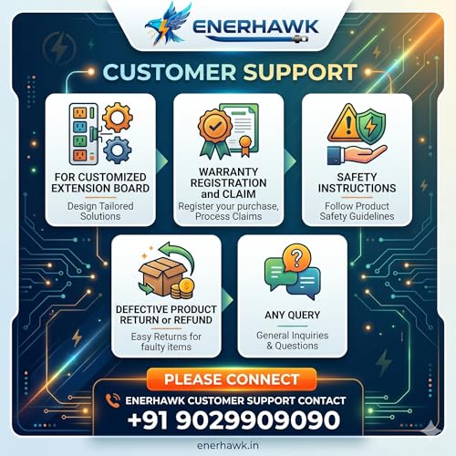 Image of Extension Board Heavy Duty 16A | extension cord power strip high load capacity 3000 Watt | 16 amp socket for AC refrigerator fridge, geyser, oven, ev charger charging, induction | 1 meter copper cable