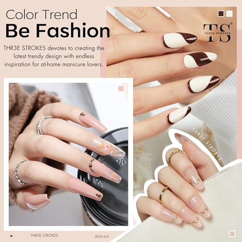 Image of THR3E STROKES Gel Nail Polish Set Gel Polish Orange Hot Pink Blue Yellow Green Purple Vibrant Spring Summer Gel Polish 7ML (UV /LED LIGHT REQUIRED) (BOURBON 678, 7.5ML)