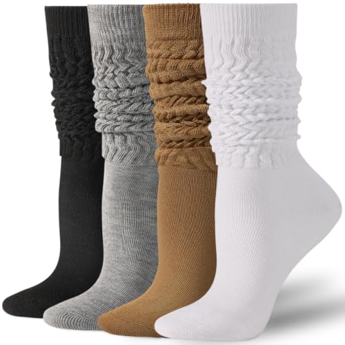 Image of Pleneal Slouchy Socks for Women Scrunch Sock Knit Chunky Crew Boot Socks