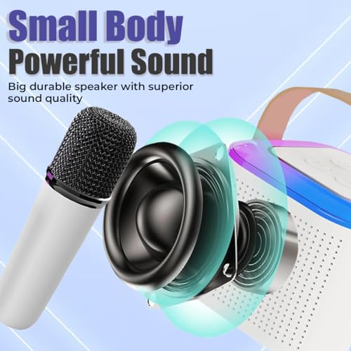 Image of Wembley Bluetooth Karaoke Set with Microphone and Speaker - Musical Toy for Kids, Gift for Singing, Ideal for Parties, Picnics, and Travel Entertainment - White Bucket Style