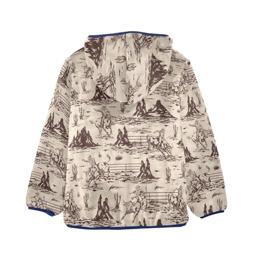 Bull Rodeo Monochrome Girls Fleece Jacket Girls Fall Jacket Girls Zip Up Hoodie Girls Sherpa Jacket 2-10T2
