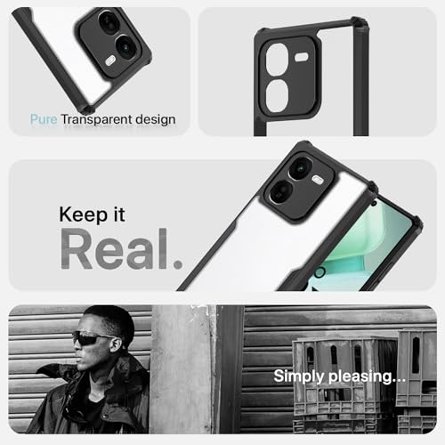 Image of Pikkme IQOO Z9x 5G Back Cover | Crystal Clear Transparent Back | Ultra Hyrbid | Full Camera Protection | Raised Edge | Bumper Back Case (Black)
