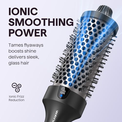 Image of Wavytalk Thermal Brush Blowout Boost Grande 1.77″ Big Bouncy Blowout Waves | Negative Ion Technology, Tourmaline Ceramic, 5 Temperature Settings Dual Voltage, Less Damage, Black