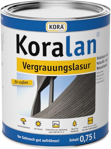 Koralan® Vergrauungslasur- ideal für Nadelholz, z. B. Holzfassaden oder Holz im Garten (Basalt, 0,75 Liter)