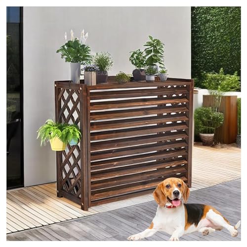 Pannelli schermanti per recinzione del condizionatore d'aria indipendente, coperture per radiatori con persiane in legno carbonizzato, copertura CA per la riduzione del rumore dell'unità esterna(103*4