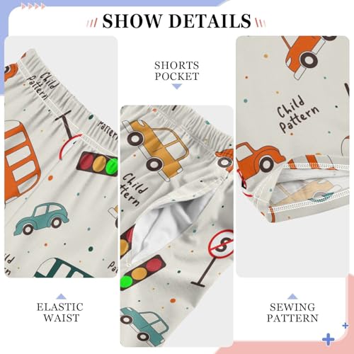 ZZXXB Car Transportation Print Boys Long Pants Soft Trousers Elastic Waist Kids Lounge Bottoms with Pockets S-XL4
