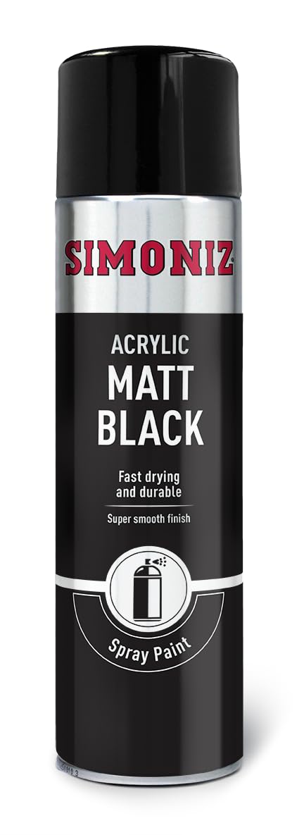 Simoniz Matt Black Spray Paint, Easy To Use Black Aerosol Spray Paint For Wood, Metal & Plastic Surfaces, Perfect Car Paint For Bodywork, Wheels Or Around The Home, Fast Drying & Durable Paint, 500ml