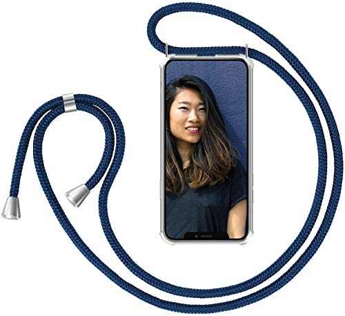 Carcasa con cordón para iPhone 12 Pro Max Silicona Airbags Transparente (azul)