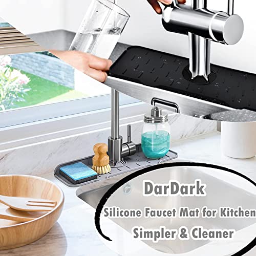Kitchen Sink Splash Guard, Faucet Splash Catcher Silicone Faucet Mat For Bathroom Faucet Water Catcher Mat, Sink Draining Pad Behind Faucet, Silicone Kitchen Sink Organizer Tray & Sponge Holder #TOP1