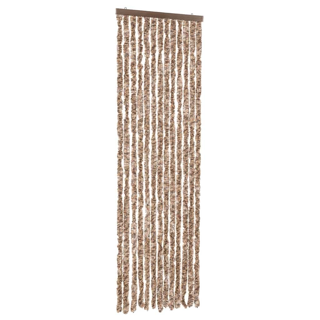 vidaXL Fly Curtain, Fly Screen for Window Living Room Doorways, Door Curtain for Decorations, Fly Blind, Beige and Dark Brown 56x185 cm Chenille