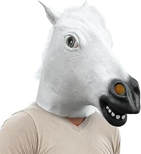 ZesGlyxyr Pferdemaske, Horse LatexMask Headwear, HalloweenMasks, AnimalMasks, Realistic Costume Party Cosplay Props, Funny FaceMasks for Halloween Carnival Costume Party - C