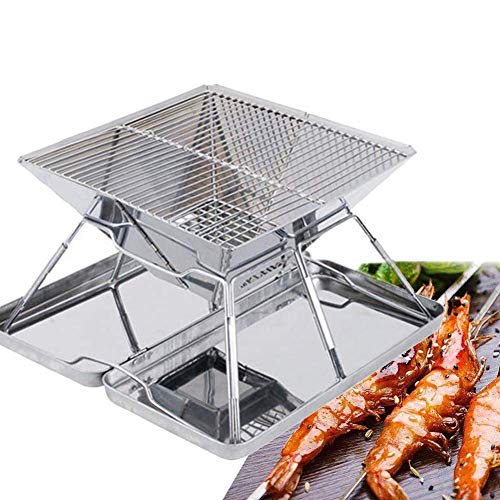 BBQ Grill Barbecue Holzkohlegrills, tragbarer klappbarer Grillrost aus Edelstahl für Camping-Picknick-Grill-Kochgeräte im Freien