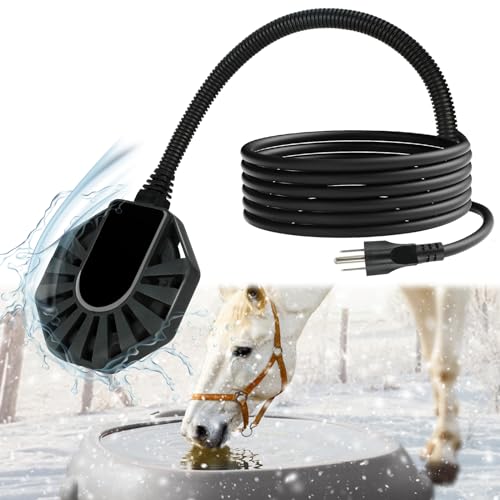 Midollarle 500W Horse Water Heater Aluminum Cast, Thermostatic Control Farm De-Icer, Utility Pond De-icer for Livestock Poultry Birds Horses Cows Wildlife Drinking for Winter