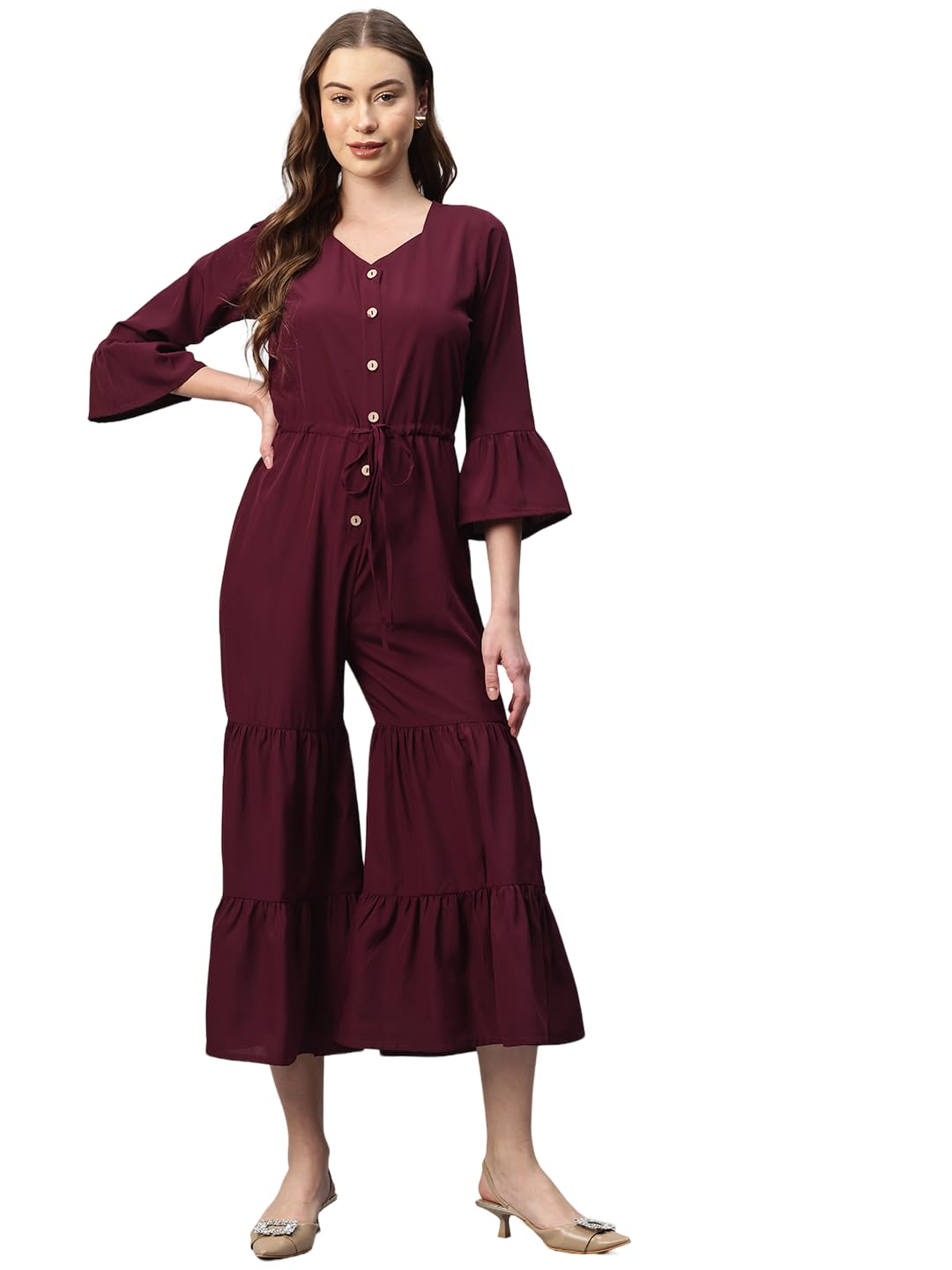 cottinfab Women Solid Flared Leg Jumpsuit-picture-32