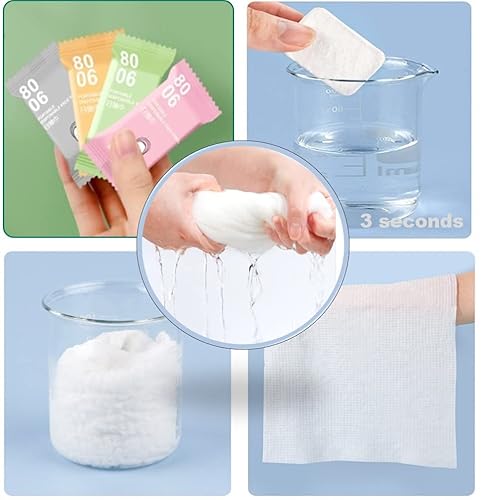 Miniatura 4 de Toallas comprimidas de alta calidad, paño portátil de algodón puro para acampar o viajar..