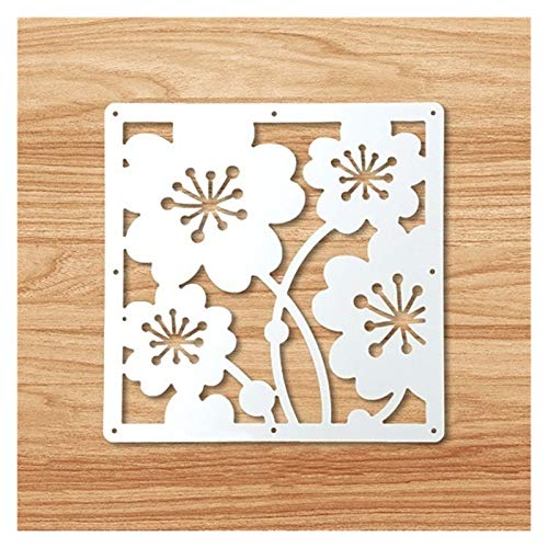 Paravent suspendu blanc en bois-plastique de 12 pièces 29x29 cm motif fleur
