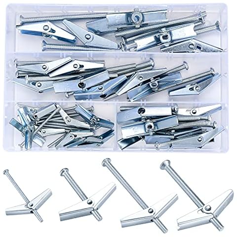 Kippdübel und Trockenbau Schrauben Set, 32 Stück M3/M5/M6 Knebelschraube und Flügelmutter Trockenbau Anker Hohlwand Schmetterling Gefederte Flügel für Hängen Gegenstände Cover